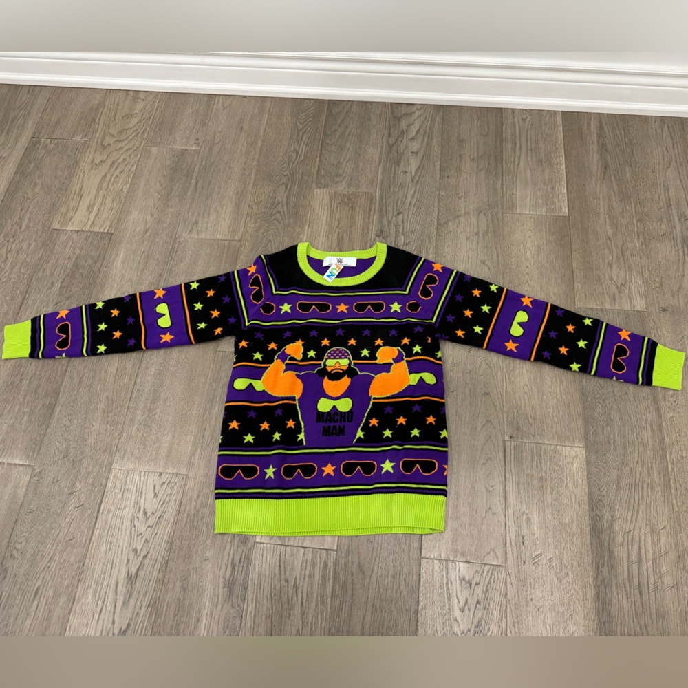 NEW - WWE officially licensed Macho Man Randy Savage Ugly Christmas Sweater.